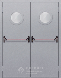 Двупольная дверь противопожарная маятниковая EIS-60 остекленная  - фото