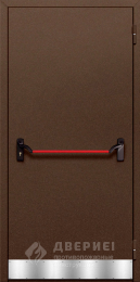 Коричневая противопожарная однопольная дверь с отбойником и антипаникой №38