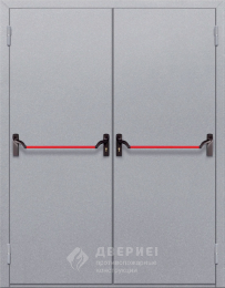 Дверь двупольная глухая противопожарная с нажимными ручками - фото