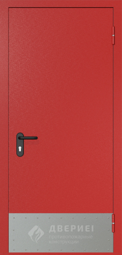 Красная противопожарная дверь с выпадающим порогом №2
